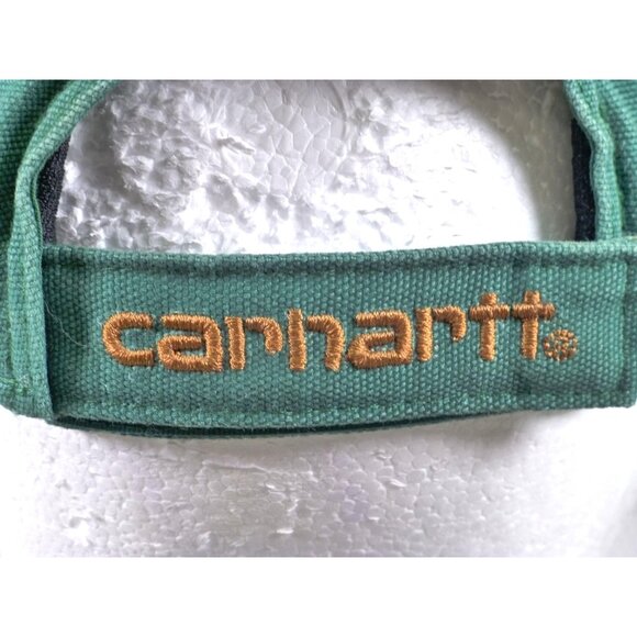 Carhartt Green Canvas Adjustable Baseball Cap With Leather Patch Logo - Picture 5 of 8
